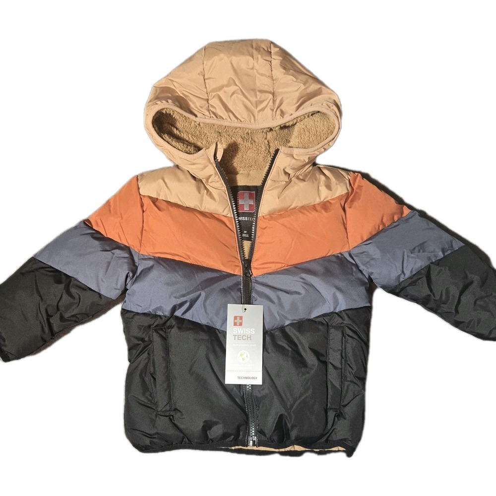 NWT Swiss Tech Toddler Puffer Heavyweight Jacket  Size 3T peak blast/repel